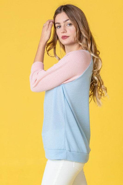 Waffle Knit Two Tone Tunic - Shop Style & More | Fresh Looks, Everyday Deals & Free Shipping