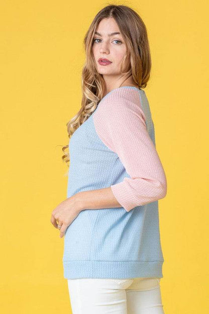 Waffle Knit Two Tone Tunic - Shop Style & More | Fresh Looks, Everyday Deals & Free Shipping