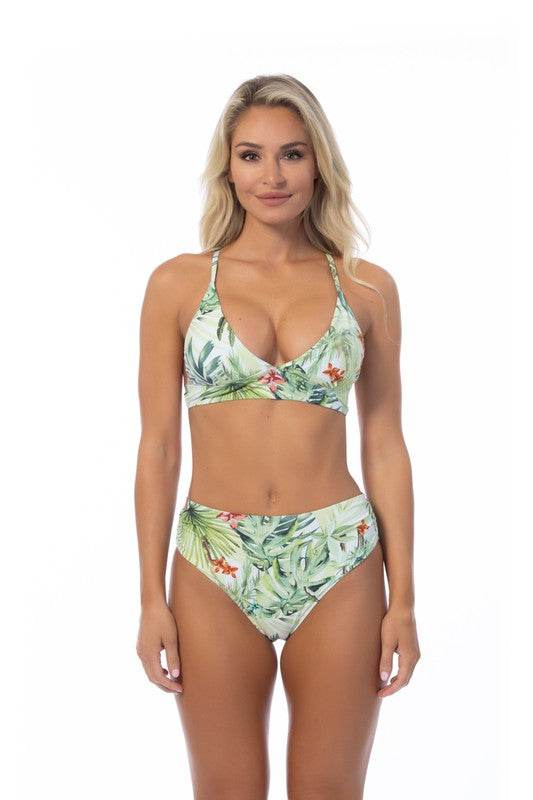 TROPICAL HALTER MID WAIST BIKINI SET - Shop Style & More | Fresh Looks, Everyday Deals & Free Shipping