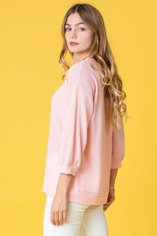Plus Solid Waffle Knit Top - Shop Style & More | Fresh Looks, Everyday Deals & Free Shipping