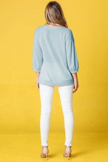Plus Solid Waffle Knit Top - Shop Style & More | Fresh Looks, Everyday Deals & Free Shipping