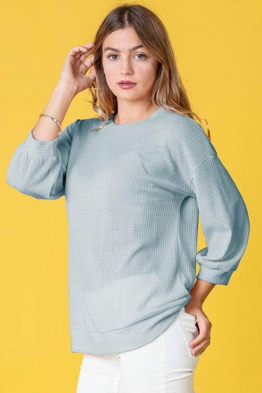 Plus Solid Waffle Knit Top - Shop Style & More | Fresh Looks, Everyday Deals & Free Shipping