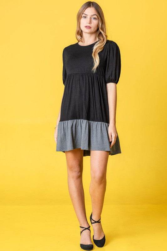 Plus Two Tone Tiered Mini Dress - Shop Style & More | Fresh Looks, Everyday Deals & Free Shipping