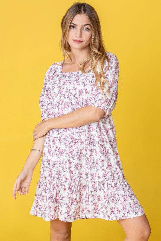 Ditsy Floral Squared Neck Mini Dress - Shop Style & More | Fresh Looks, Everyday Deals & Free Shipping