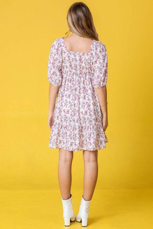 Ditsy Floral Squared Neck Mini Dress - Shop Style & More | Fresh Looks, Everyday Deals & Free Shipping