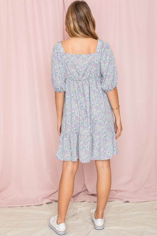 Ditsy Floral Squared Neck Mini Dress - Shop Style & More | Fresh Looks, Everyday Deals & Free Shipping