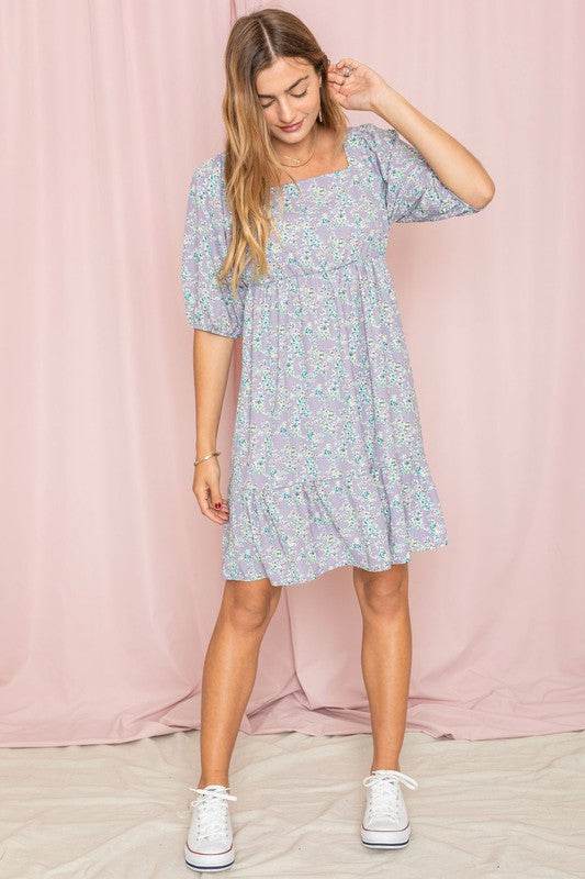Ditsy Floral Squared Neck Mini Dress - Shop Style & More | Fresh Looks, Everyday Deals & Free Shipping