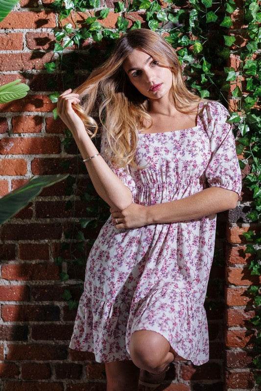 Ditsy Floral Squared Neck Mini Dress - Shop Style & More | Fresh Looks, Everyday Deals & Free Shipping
