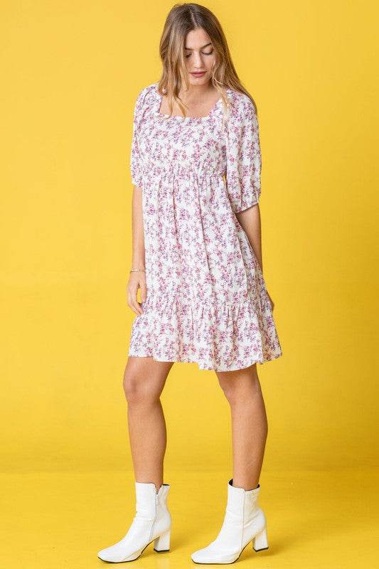 Ditsy Floral Squared Neck Mini Dress - Shop Style & More | Fresh Looks, Everyday Deals & Free Shipping