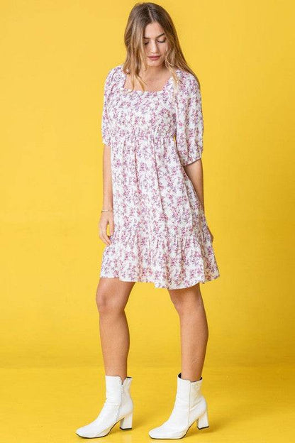 Ditsy Floral Squared Neck Mini Dress - Shop Style & More | Fresh Looks, Everyday Deals & Free Shipping