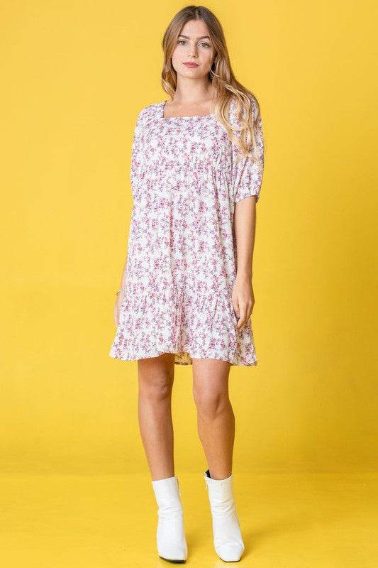 Ditsy Floral Squared Neck Mini Dress - Shop Style & More | Fresh Looks, Everyday Deals & Free Shipping