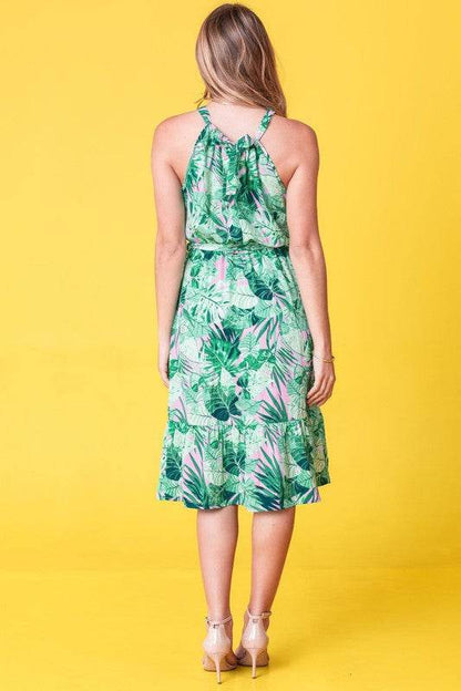 Plus Halter Neck Tropical Sash Dress - Shop Style & More | Fresh Looks, Everyday Deals & Free Shipping