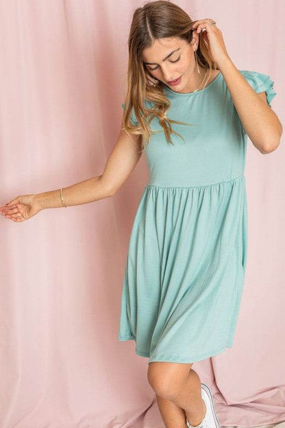 Solid Ruffle Cap Sleeve Midi Dress - Shop Style & More | Fresh Looks, Everyday Deals & Free Shipping