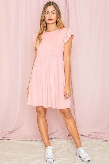 Solid Ruffle Cap Sleeve Midi Dress - Shop Style & More | Fresh Looks, Everyday Deals & Free Shipping