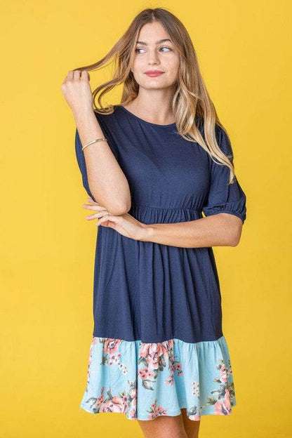 Floral Two Tone Tiered Mini Dress - Shop Style & More | Fresh Looks, Everyday Deals & Free Shipping