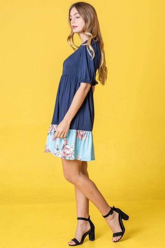 Floral Two Tone Tiered Mini Dress - Shop Style & More | Fresh Looks, Everyday Deals & Free Shipping