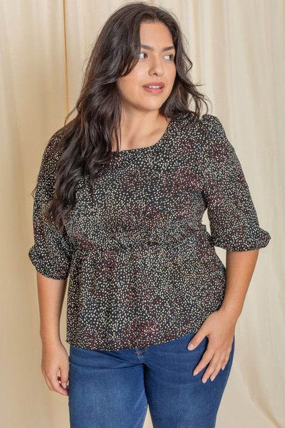 Plus Polka Dot Square Neck Peplum Top - Shop Style & More | Fresh Looks, Everyday Deals & Free Shipping