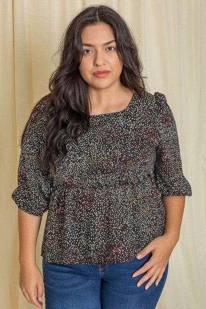 Plus Polka Dot Square Neck Peplum Top - Shop Style & More | Fresh Looks, Everyday Deals & Free Shipping