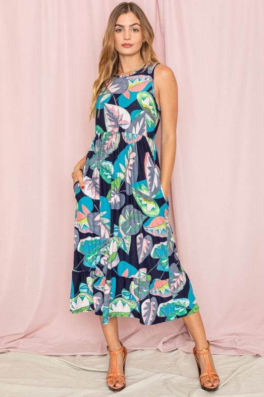 Sleeveless Print Ruffled Hem Tea-Length Dress - Shop Style & More | Fresh Looks, Everyday Deals & Free Shipping
