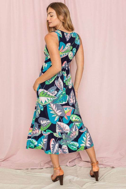 Sleeveless Print Ruffled Hem Tea-Length Dress - Shop Style & More | Fresh Looks, Everyday Deals & Free Shipping