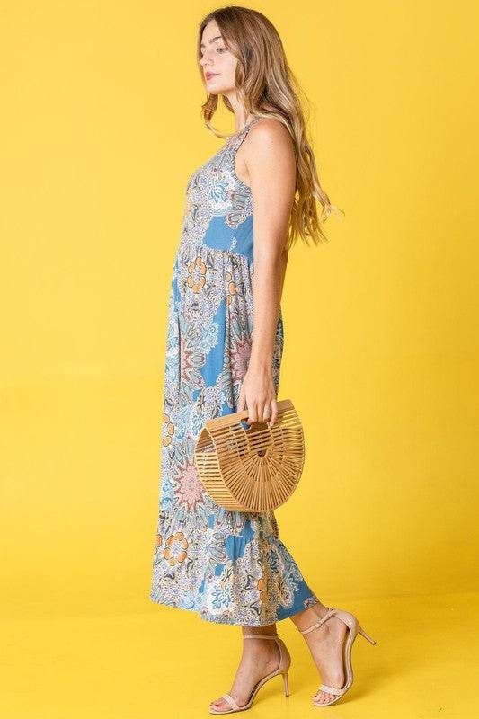 Sleeveless Print Ruffled Hem Tea-Length Dress - Shop Style & More | Fresh Looks, Everyday Deals & Free Shipping