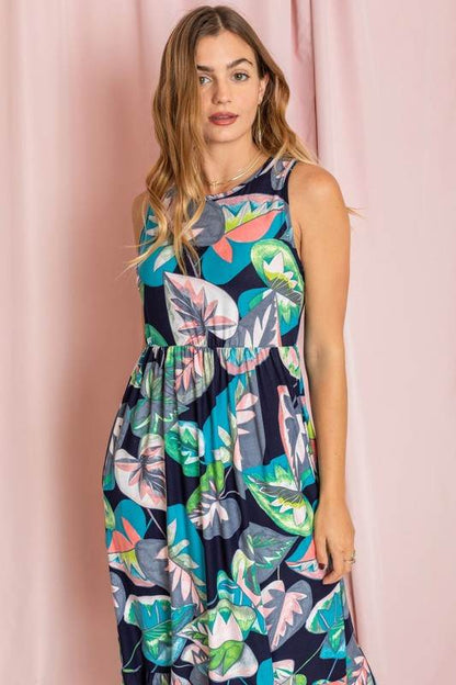 Sleeveless Print Ruffled Hem Tea-Length Dress - Shop Style & More | Fresh Looks, Everyday Deals & Free Shipping