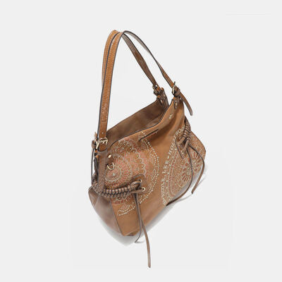 Nicole Lee USA Side Braided Tassel Inlaid Rhinestone Embroidery Hobo Bag Bags