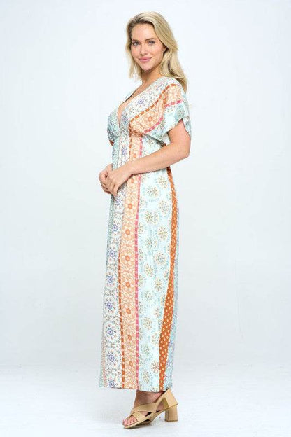 Boho Print Kimono Maxi Dress with Side Slit - Shop Style & More | Fresh Looks, Everyday Deals & Free Shipping