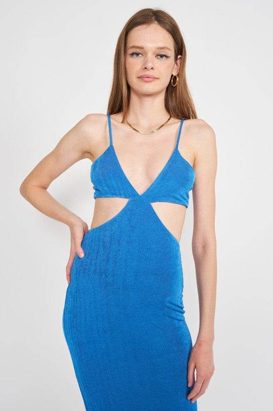 SPAGHETTI STRAP TIE BACK MIDI DRESS WITH CUTOUT - Shop Style & More | Fresh Looks, Everyday Deals & Free Shipping