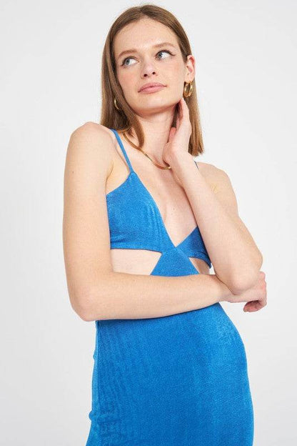 SPAGHETTI STRAP TIE BACK MIDI DRESS WITH CUTOUT - Shop Style & More | Fresh Looks, Everyday Deals & Free Shipping