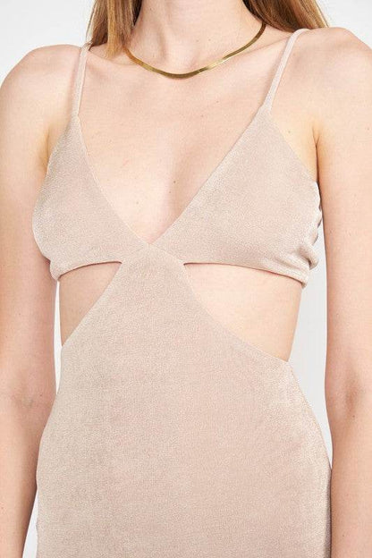 SPAGHETTI STRAP TIE BACK MIDI DRESS WITH CUTOUT - Shop Style & More | Fresh Looks, Everyday Deals & Free Shipping