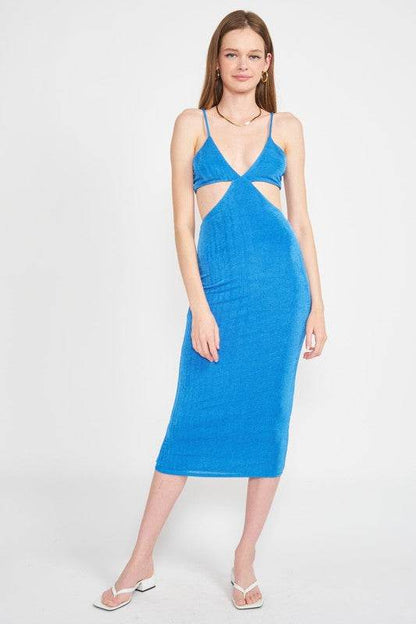 SPAGHETTI STRAP TIE BACK MIDI DRESS WITH CUTOUT - Shop Style & More | Fresh Looks, Everyday Deals & Free Shipping