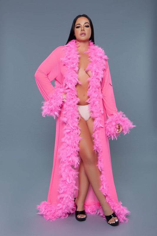Glamour Boa Feather Trim Robe - Shop Style & More | Fresh Looks, Everyday Deals & Free Shipping