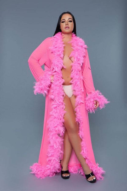 Glamour Boa Feather Trim Robe - Shop Style & More | Fresh Looks, Everyday Deals & Free Shipping