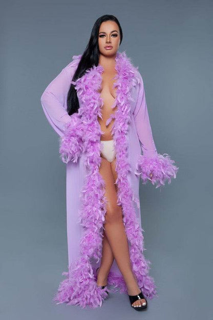 Glamour Boa Feather Trim Robe - Shop Style & More | Fresh Looks, Everyday Deals & Free Shipping