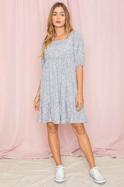 Ditsy Floral Squared Neck Mini Dress - Shop Style & More | Fresh Looks, Everyday Deals & Free Shipping