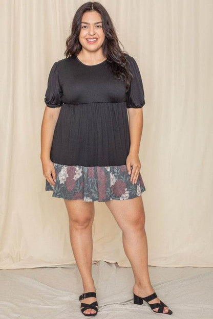 Floral Two Tone Tiered Mini Dress - Shop Style & More | Fresh Looks, Everyday Deals & Free Shipping
