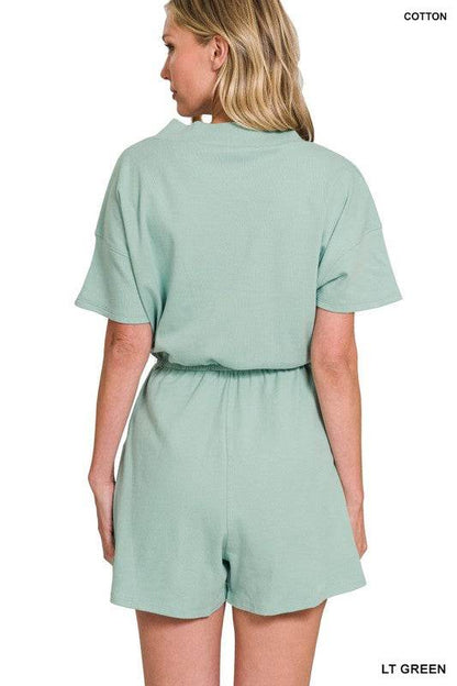 Drop Shoulder V-Neck Romper with Pockets - Shop Style & More | Fresh Looks, Everyday Deals & Free Shipping
