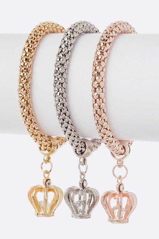 CZ Crown Charm Popcorn Bracelet Set - Shop Style & More | Fresh Looks, Everyday Deals & Free Shipping