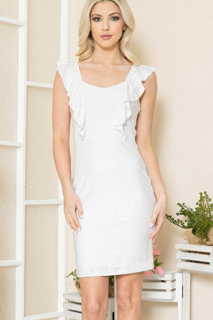 Eyelet Ruffle Sleeve Dress - Shop Style & More | Fresh Looks, Everyday Deals & Free Shipping