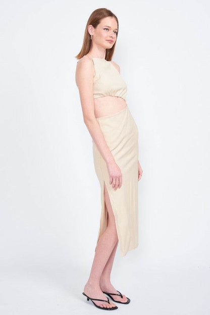 SPAGHETTI STRAP MIDI DRESS WITH WAIST CUT OUT - Shop Style & More | Fresh Looks, Everyday Deals & Free Shipping