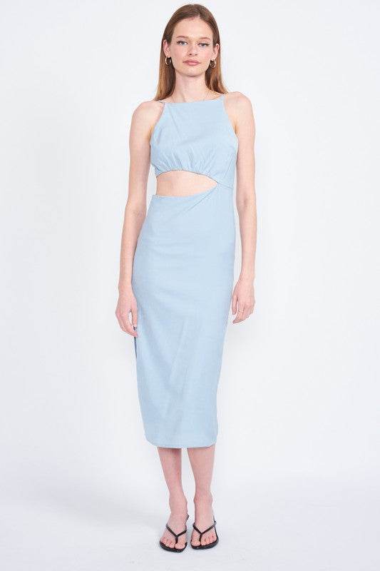 SPAGHETTI STRAP MIDI DRESS WITH WAIST CUT OUT - Shop Style & More | Fresh Looks, Everyday Deals & Free Shipping