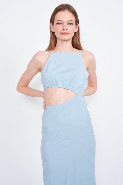 SPAGHETTI STRAP MIDI DRESS WITH WAIST CUT OUT - Shop Style & More | Fresh Looks, Everyday Deals & Free Shipping