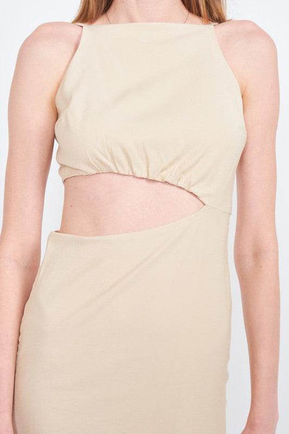 SPAGHETTI STRAP MIDI DRESS WITH WAIST CUT OUT - Shop Style & More | Fresh Looks, Everyday Deals & Free Shipping