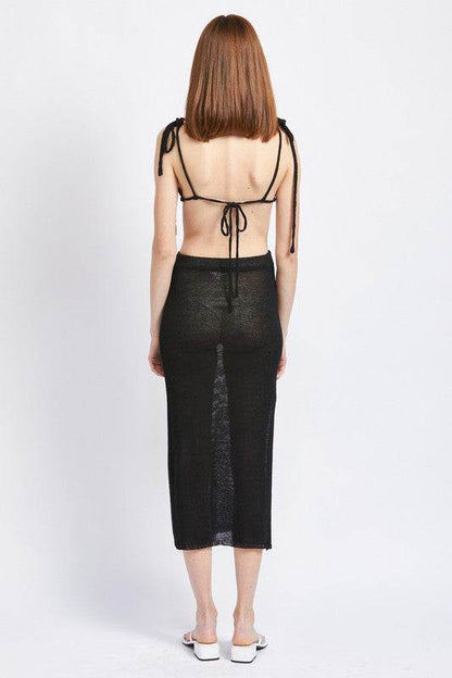 CUT OUT DETAUL MIDI DRESS WITH SHOULDER TIES - Shop Style & More | Fresh Looks, Everyday Deals & Free Shipping