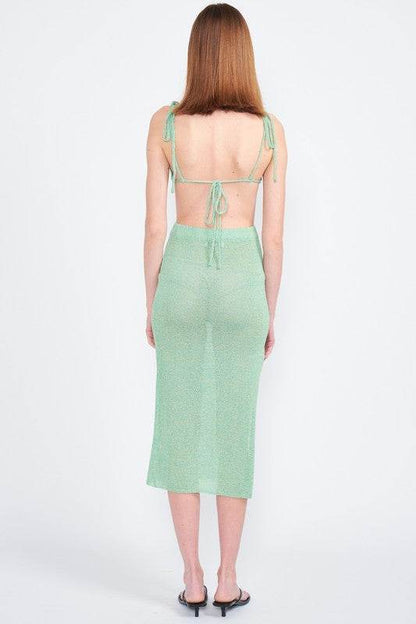 CUT OUT DETAUL MIDI DRESS WITH SHOULDER TIES - Shop Style & More | Fresh Looks, Everyday Deals & Free Shipping