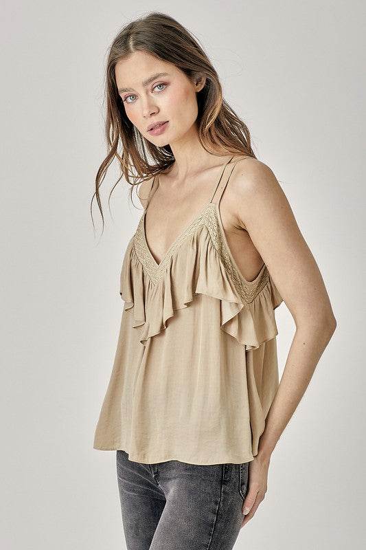 Trim Detail with Ruffle Cami Top - Shop Style & More | Fresh Looks, Everyday Deals & Free Shipping