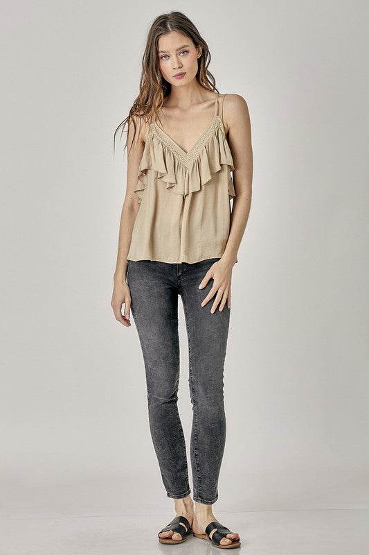 Trim Detail with Ruffle Cami Top - Shop Style & More | Fresh Looks, Everyday Deals & Free Shipping
