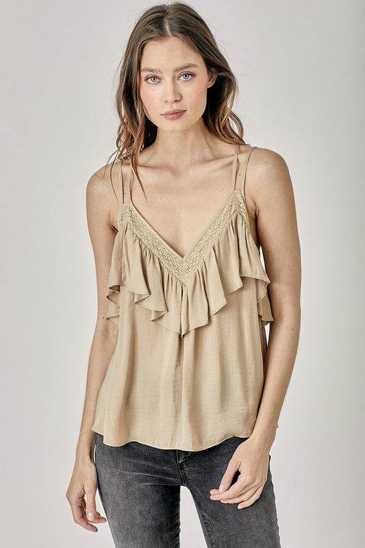 Trim Detail with Ruffle Cami Top - Shop Style & More | Fresh Looks, Everyday Deals & Free Shipping