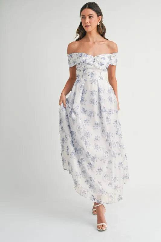 MABLE Floral Printed Off Shoulder Maxi Dress - Shop Style & More | Fresh Looks, Everyday Deals & Free Shipping